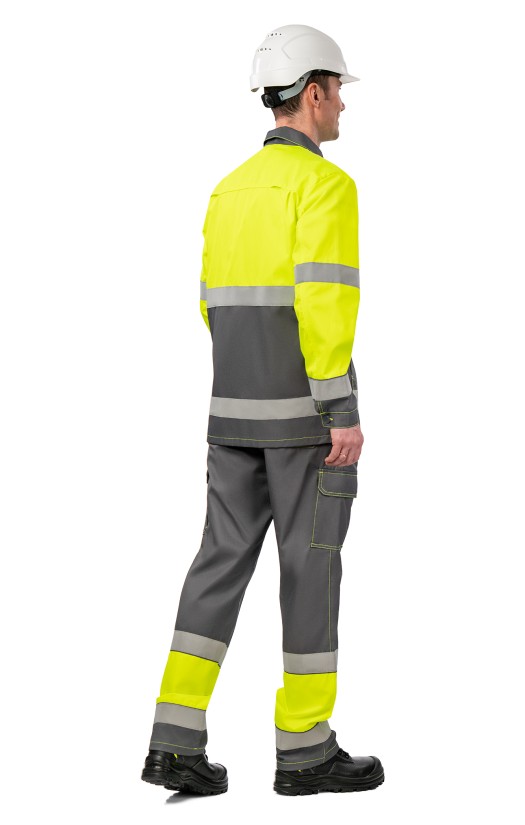 Костюм летний сигнальный «Прожектор» флуоресцентный желтый с серым