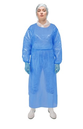 Фартук с рукавами HACCPER EvaTex (130&#215;95&nbsp;см), 100&nbsp;мкм, синий <nobr>(732315-L)</nobr> (уп.&nbsp;20&nbsp;шт.)