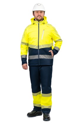 Куртка сигнальная софтшелл «Хай-Виз» флуоресцентная желтая с темно-синим