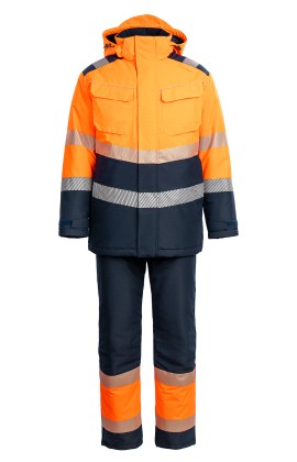 Костюм сигнальный зимний «Неостат» флуоресцентный оранжевый с темно-синим