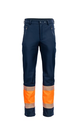 Брюки сигнальные софтшелл «Хай-Виз» флуоресцентные оранжевые с темно-синим