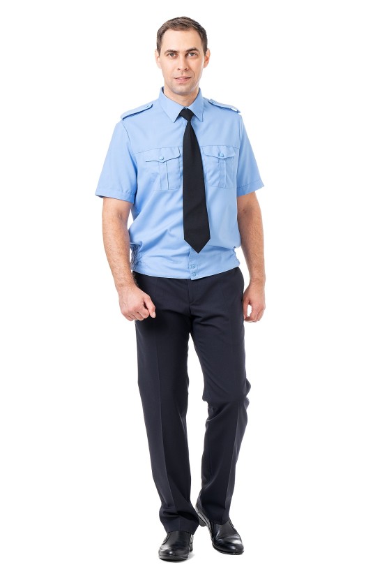 Сорочка мужская на поясе голубая, короткий рукав