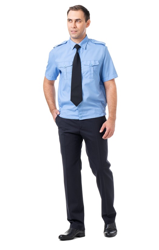 Сорочка мужская на поясе голубая, короткий рукав