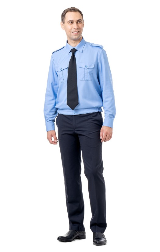 Сорочка мужская на поясе голубая, длинный рукав