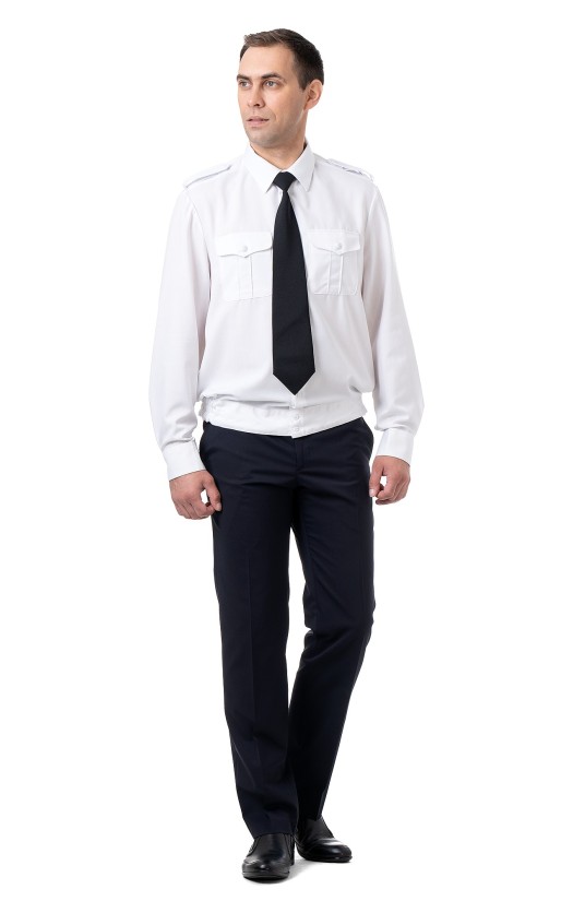 Сорочка мужская на поясе белая, длинный рукав