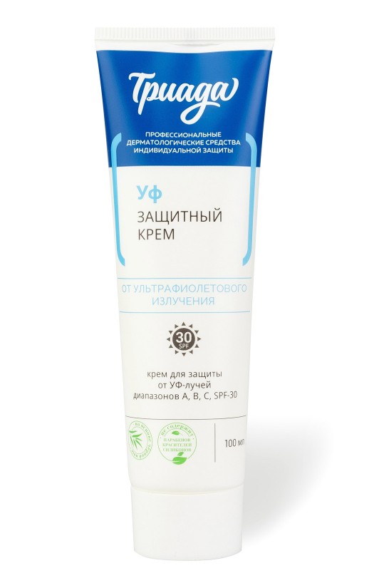 «Триада УФ-защита SPF-30» защитный крем для кожи лица, рук и&amp;nbsp;открытых участков тела &lt;nobr&gt;от УФ-лучей&lt;/nobr&gt; (100&amp;nbsp;мл)