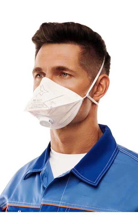 Полумаска фильтрующая (респиратор) противоаэрозольная (с клапаном выдоха) RK 6011