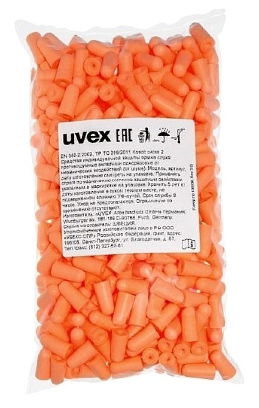 Вкладыши (беруши) противошумные одноразовые UVEX «Икс-фит Пич» (2112204) без шнурка, для диспенсера (200 пар), 37 дБ
