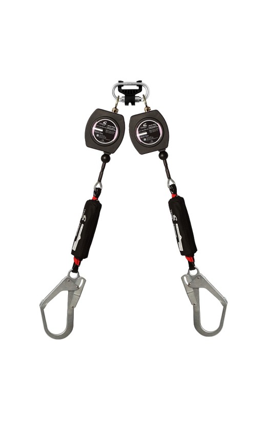Двухплечевое средство защиты втягивающего типа «НВ-02С трос» с карабином «Стальной монтажный» (vpro НВ-02C duo 0051)