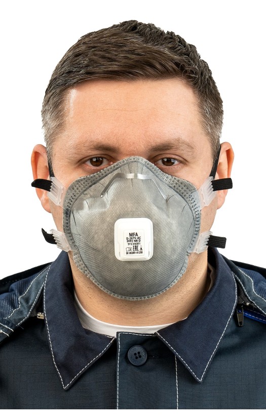 Полумаска фильтрующая MFA, модель D-267V-AC (класс защиты FFP2) с клапаном выдоха, с угольным фильтром