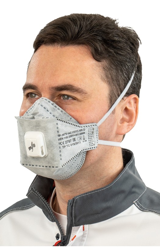 Полумаска фильтрующая MFA, модель P-367V-AC (класс защиты FFP3) с клапаном выдоха, с угольным фильтром