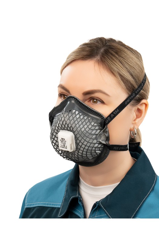 Полумаска фильтрующая MFA, модель SR-267V-AC (класс защиты FFP2) с клапаном выдоха, с угольным фильтром