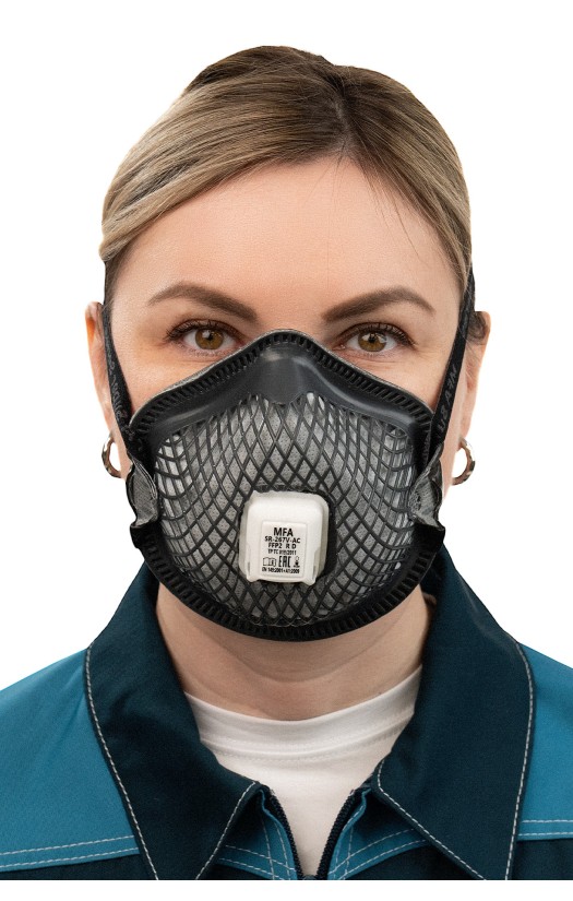 Полумаска фильтрующая MFA, модель SR-267V-AC (класс защиты FFP2) с клапаном выдоха, с угольным фильтром