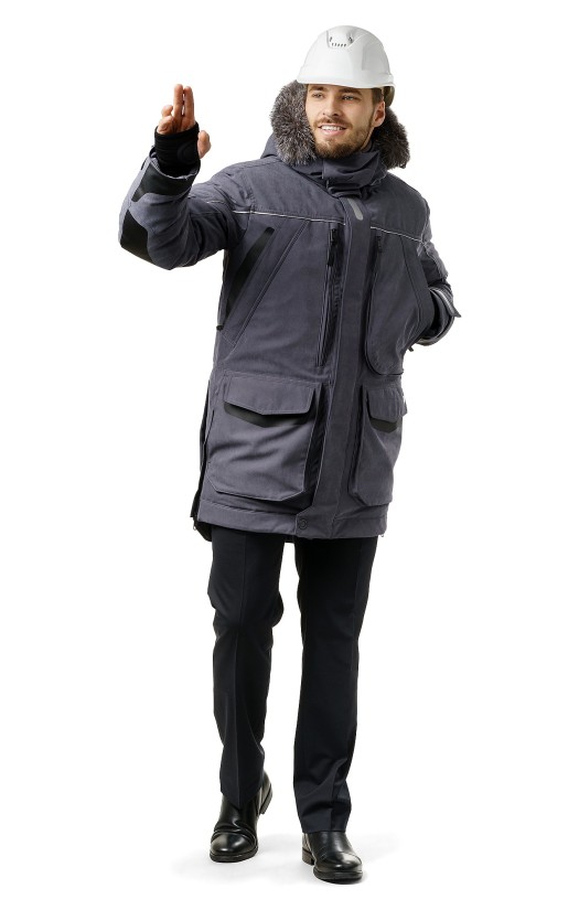 Куртка-парка мужская зимняя «Фокс» (цвет серый)