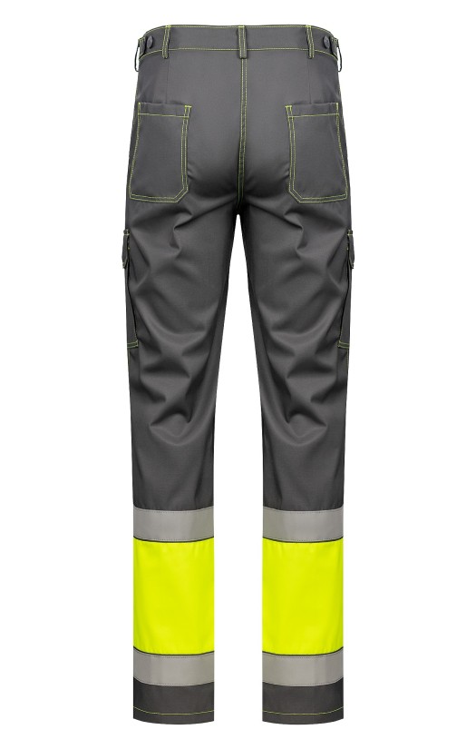 Костюм летний сигнальный «Прожектор» флуоресцентный желтый с серым, брюки