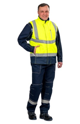 Жилет сигнальный утепленный «Абсолют» флуоресцентный желтый с темно-синим