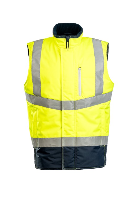 Жилет сигнальный утепленный «Абсолют» флуоресцентный желтый с темно-синим