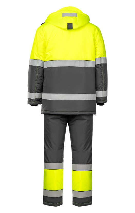 Костюм зимний сигнальный «Прожектор» флуоресцентный желтый с серым