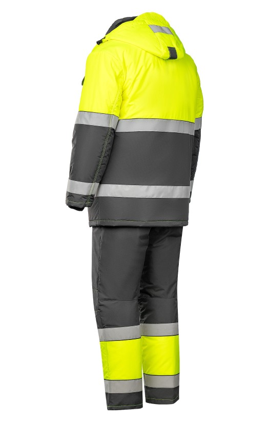 Костюм зимний сигнальный «Прожектор» флуоресцентный желтый с серым