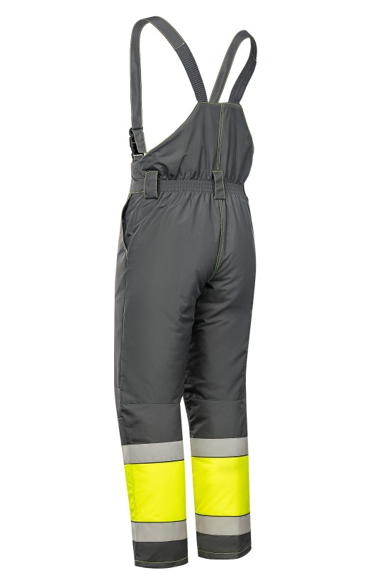 Костюм зимний сигнальный «Прожектор» флуоресцентный желтый с серым, полукомбинезон