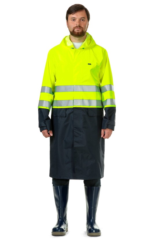 Плащ сигнальный «Абсолют» флуоресцентный желтый с темно-синим