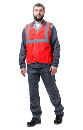 Жилет сигнальный «Эконом» флуоресцентный красный