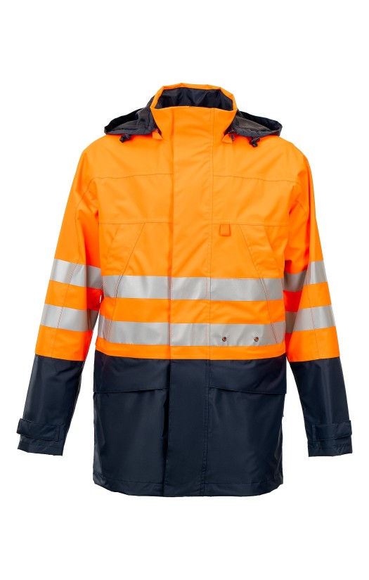 Куртка-ветровка утепленная сигнальная «Шторм контроль» флуоресцентная оранжевая с темно-синим