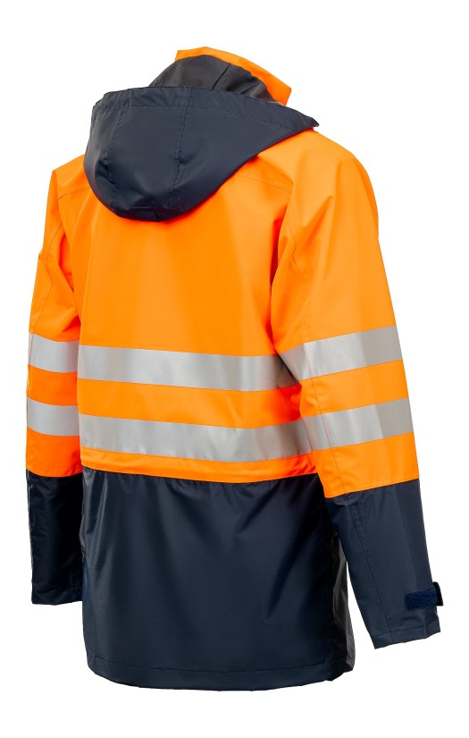 Куртка-ветровка утепленная сигнальная «Шторм контроль» флуоресцентная оранжевая с темно-синим