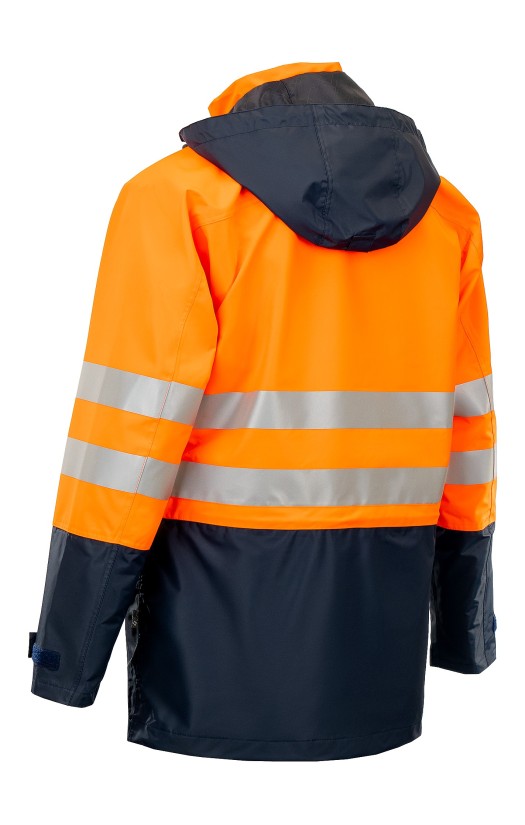 Куртка-ветровка утепленная сигнальная «Шторм контроль» флуоресцентная оранжевая с темно-синим