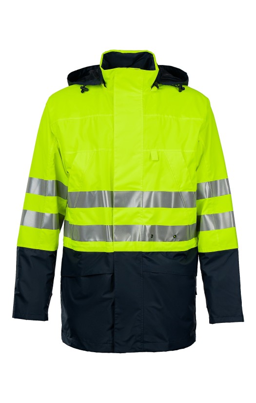 Куртка-ветровка утепленная сигнальная «Шторм контроль» флуоресцентная желтая с темно-синим