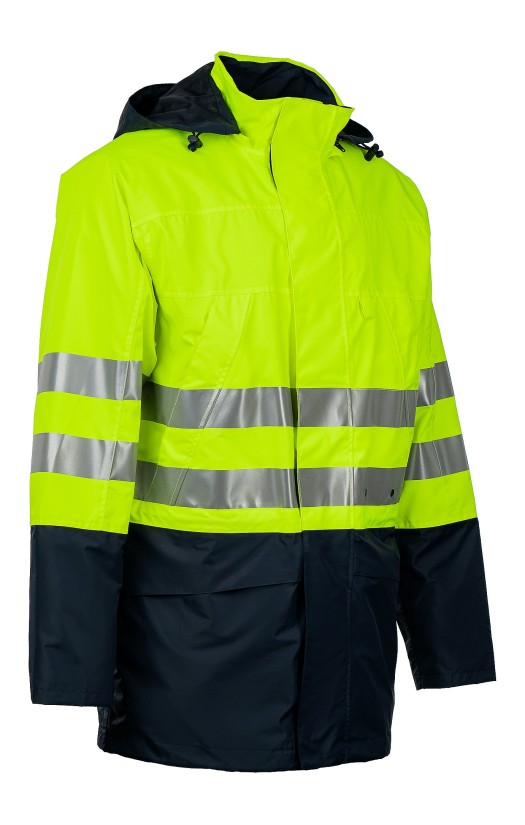 Куртка-ветровка утепленная сигнальная «Шторм контроль» флуоресцентная желтая с темно-синим