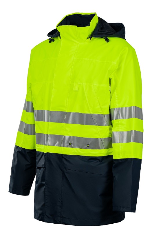 Куртка-ветровка утепленная сигнальная «Шторм контроль» флуоресцентная желтая с темно-синим