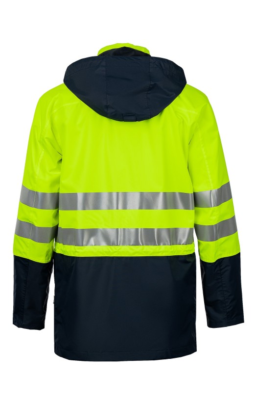 Куртка-ветровка утепленная сигнальная «Шторм контроль» флуоресцентная желтая с темно-синим