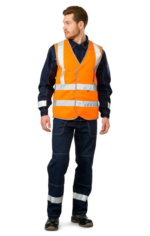 Жилет сигнальный повышенной видимости «Габарит-4» флуоресцентный оранжевый