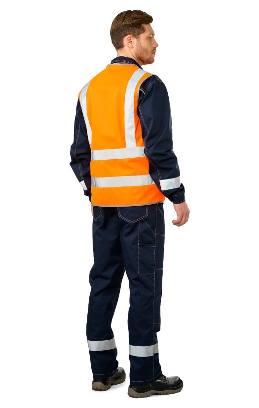Жилет сигнальный повышенной видимости «Габарит-4» флуоресцентный оранжевый