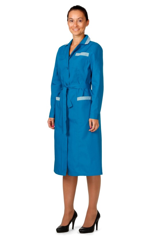 Халат женский цветной (длинный рукав, бирюзовый)