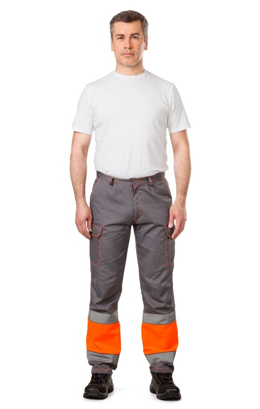 Костюм летний сигнальный «Прожектор» флуоресцентный оранжевый с серым