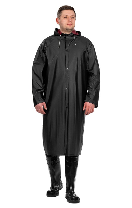 Дождевик-плащ Komfi ПВХ, черный