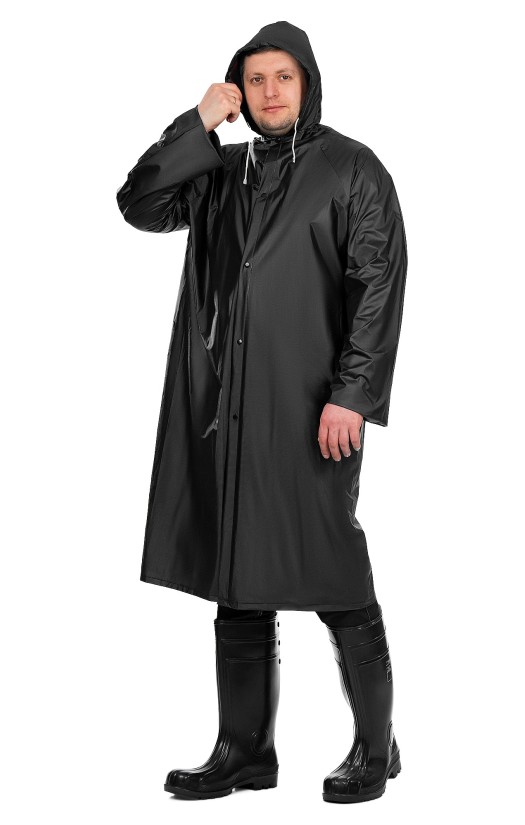 Дождевик-плащ Komfi ПВХ, черный