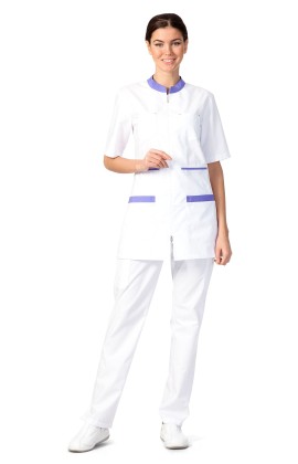 Жакет женский «Элис» белый с сиреневой отделкой