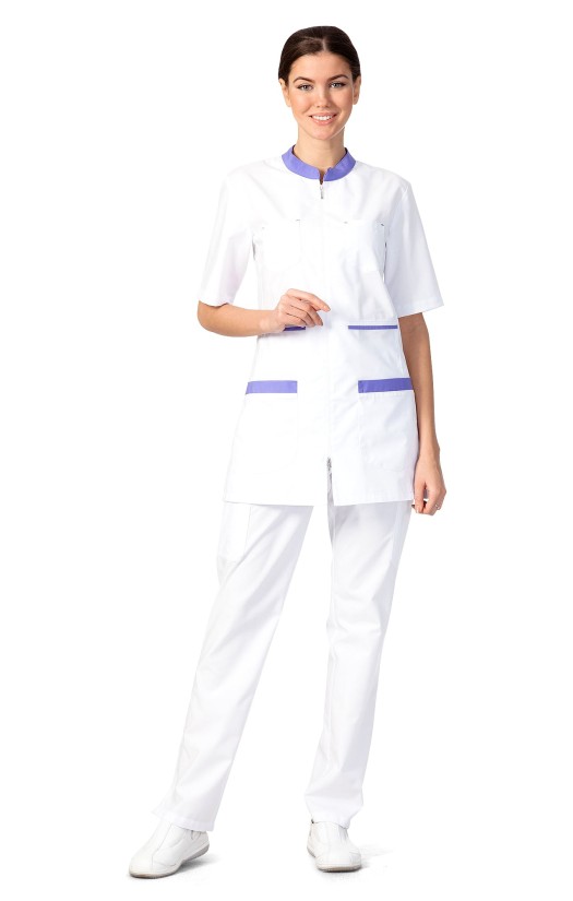 Жакет женский «Элис» белый с сиреневой отделкой