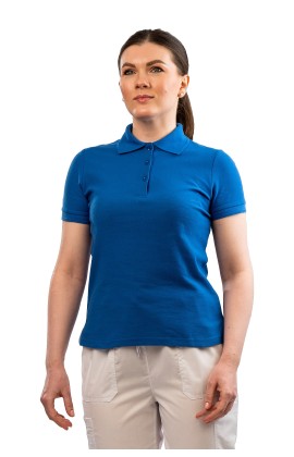 Блузка с воротником женская «Поло» васильковая