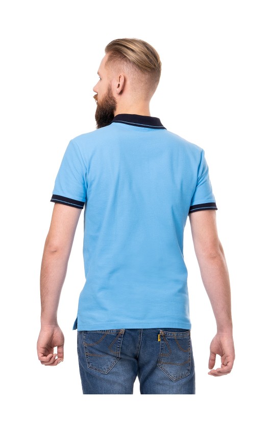 Сорочка с воротником «Поло» голубая с отделкой