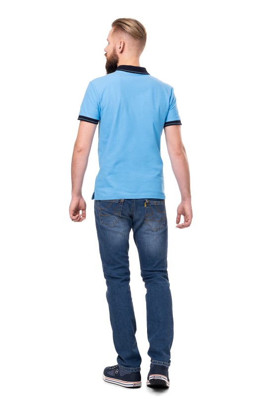 Сорочка с воротником «Поло» голубая с отделкой