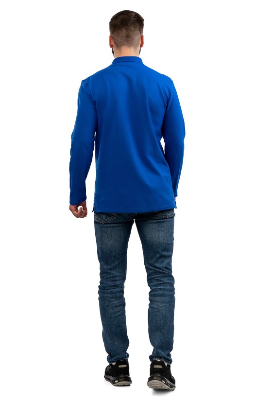 Сорочка с воротником «Поло» с длинным рукавом васильковая