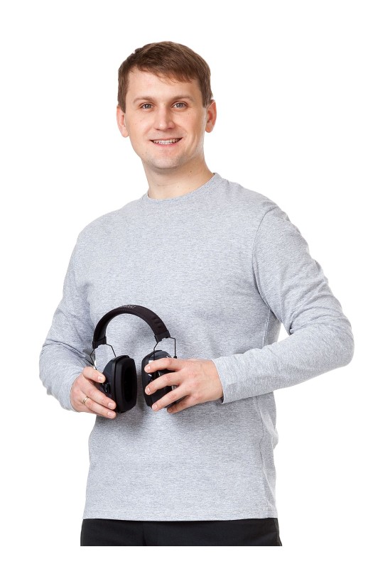 Футболка с длинным рукавом, серый меланж