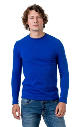 Футболка с длинным рукавом васильковая