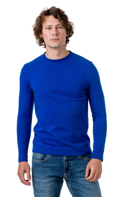 Футболка с длинным рукавом васильковая