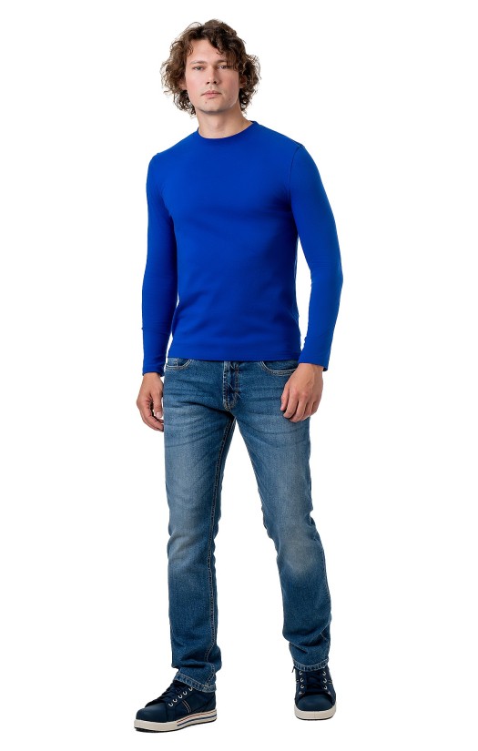 Футболка с длинным рукавом васильковая