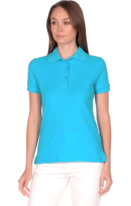 Блузка с воротником женская «Поло» бирюзовая